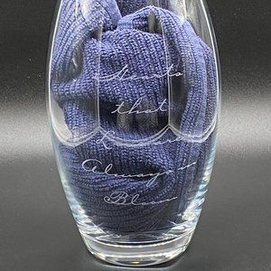 Crystal Vase Etched "Hearts That Love Are Always Blooms" 10 inch Made in Poland